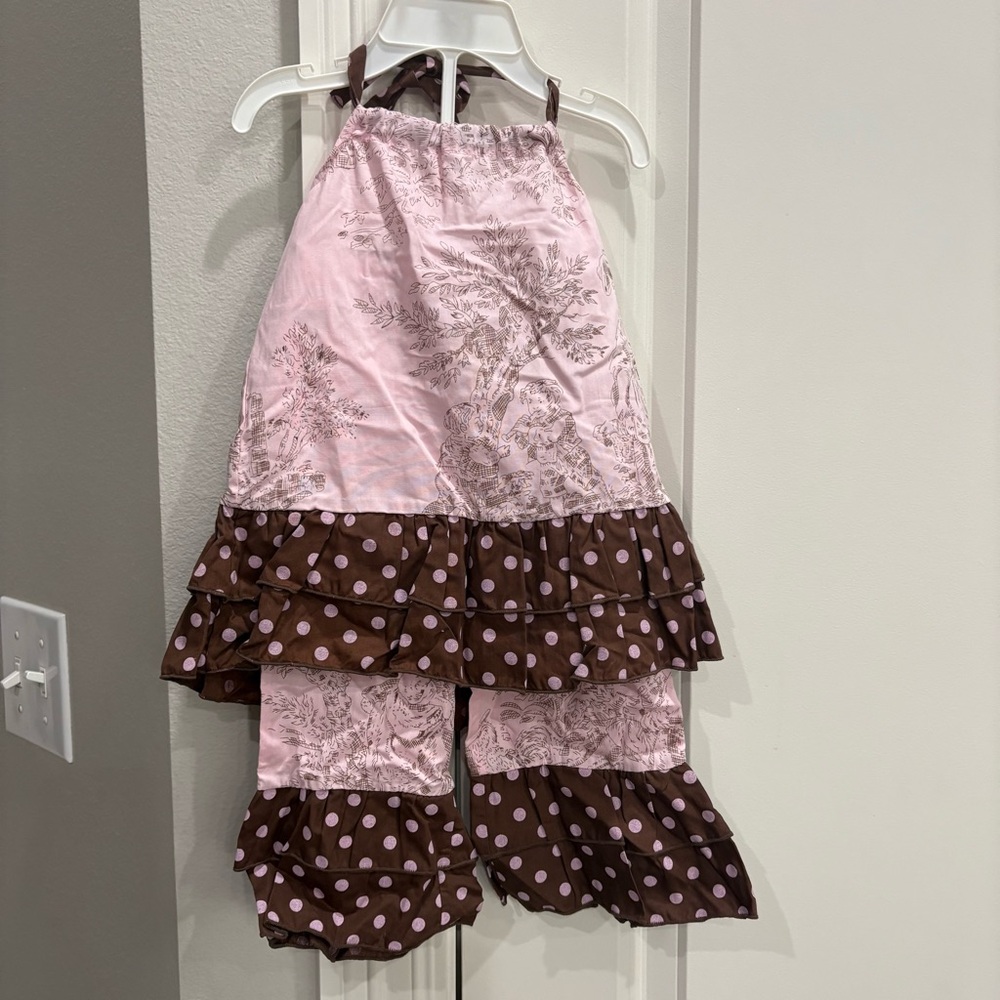 Jojo Designs NWT pink patterned and brown/pink polka dot set 18-24 months
